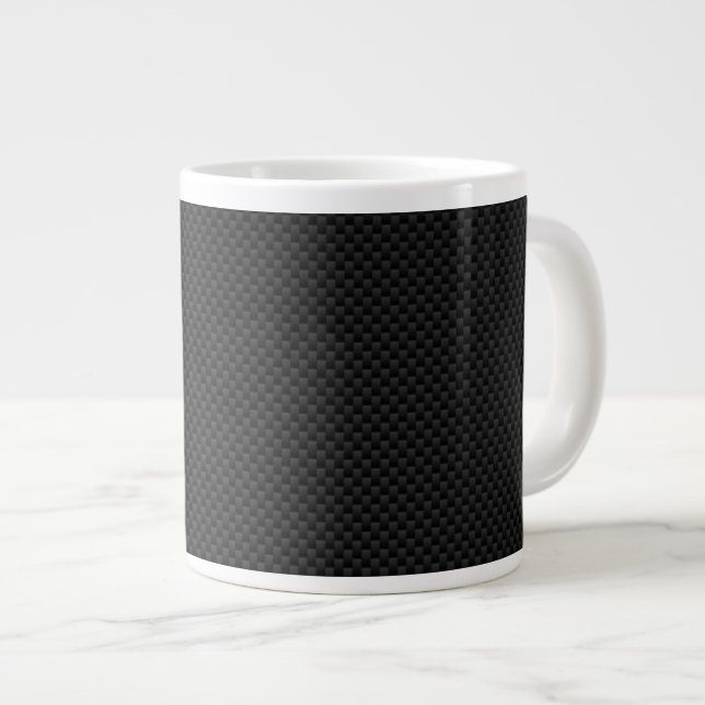 Taza De Café Grande Impresión de fibra de carbono negro (Derecha)