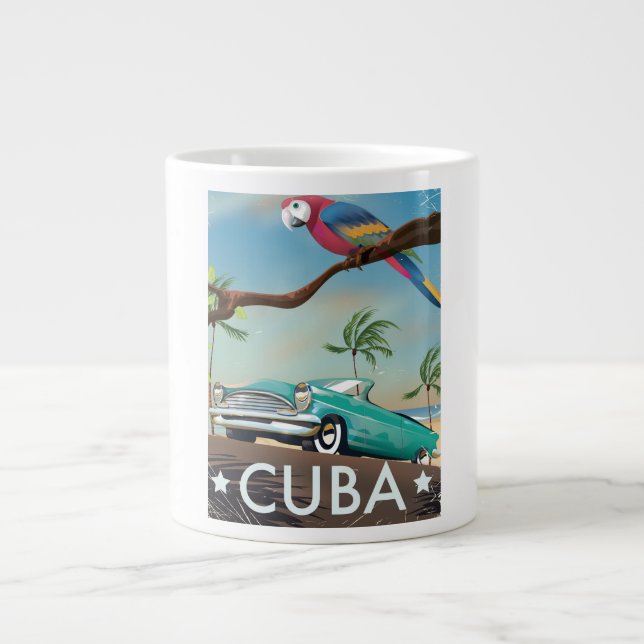Taza De Café Grande Impresión de viaje retro vintage de Cuba (Frente)