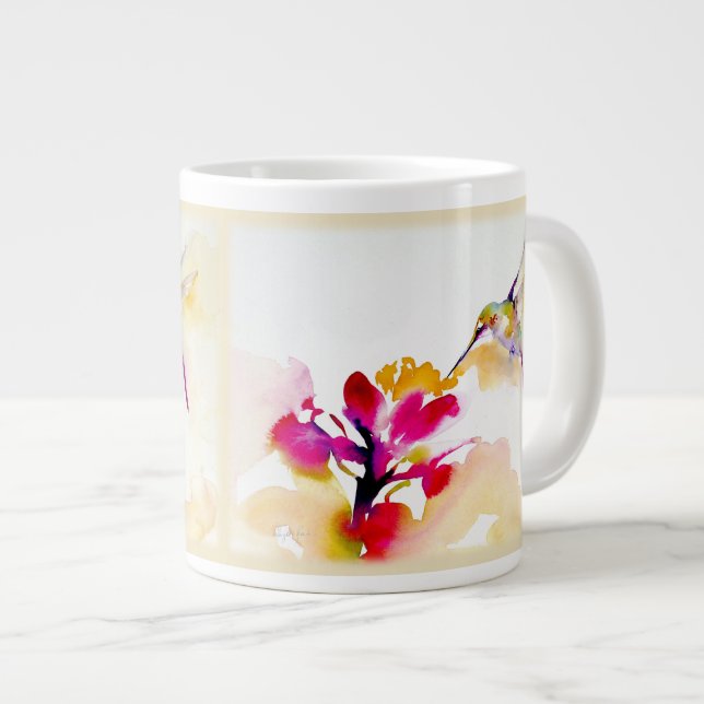 Taza De Café Grande "Impresión del colibrí del sorbo de la puesta del (Derecha)