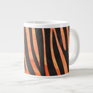 Taza De Café Grande Impresión en negro y Naranja de cebra