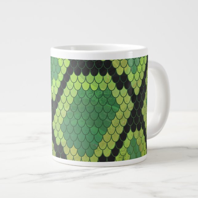 Taza De Café Grande Impresión negra y verde de serpientes (Derecha)