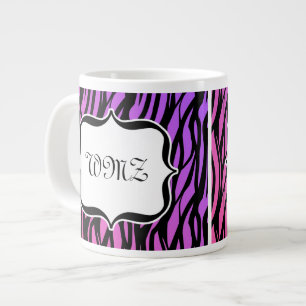 Taza De Café Grande Impresión personalizada de cebra salvaje en monogr