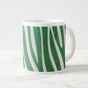Taza De Café Grande Impresión verde y blanca de cebra