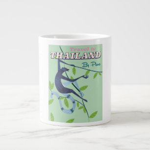 Taza De Café Grande Impresión vintage de viaje de mono de Tailandia