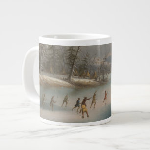 Taza De Café Grande Indios que juegan LaCrosse en el hielo