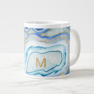 Taza De Café Grande Inicial Agato de cobalto II