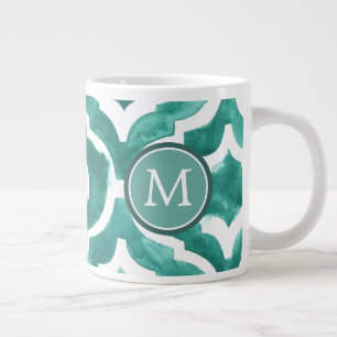 Taza De Café Grande Inicial   Aquamarine Motif IV