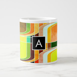 Taza De Café Grande Inspirado en funky retro colorido