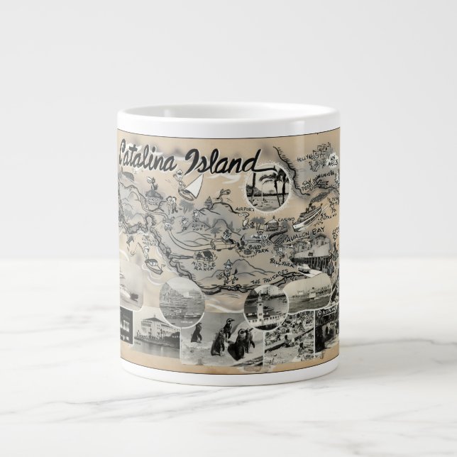 Taza De Café Grande Isla Catalina - Vintage (Frente)