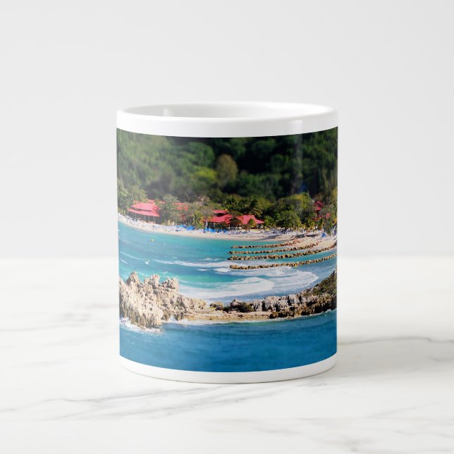 Taza De Café Grande Isla Tranquila Paraíso Labadee Haití (Frente)