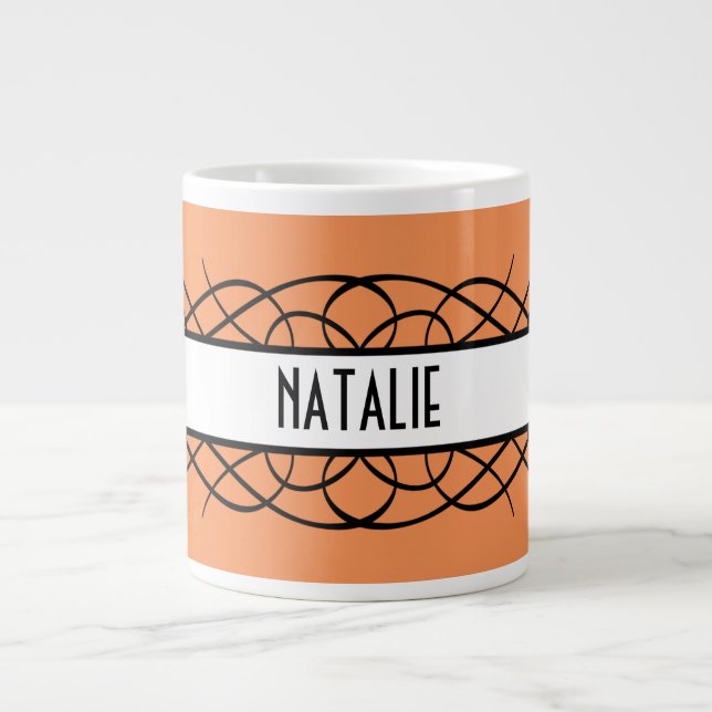 Taza De Café Grande Ivory Deco Flourish Mug (Frente)