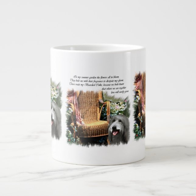 Taza De Café Grande Jardín de verano de Collie con barba (Frente)