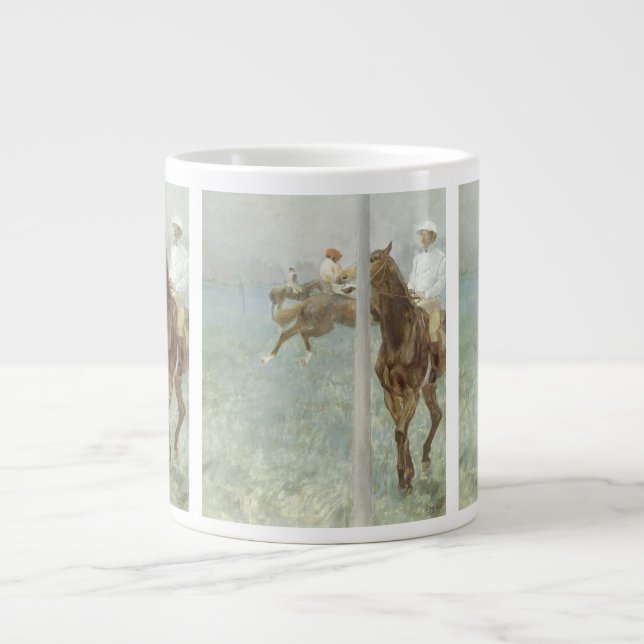 Taza De Café Grande Jinetes antes de la carrera por Edgar Degas (Frente)