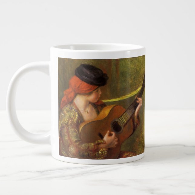 Taza De Café Grande Joven española con guitarra de Pierre Renoir (Izquierda)