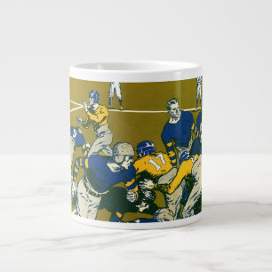 Taza De Café Grande Juego de fútbol deportivo vintage, equipos dorado