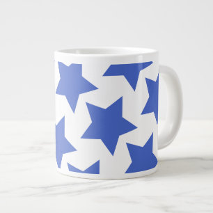 Taza De Café Grande Jumbo Mug de patrón de las estrellas azules de la