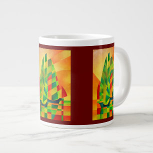 Taza De Café Grande Juntas chinas, atardecer, velas y sombras negritas
