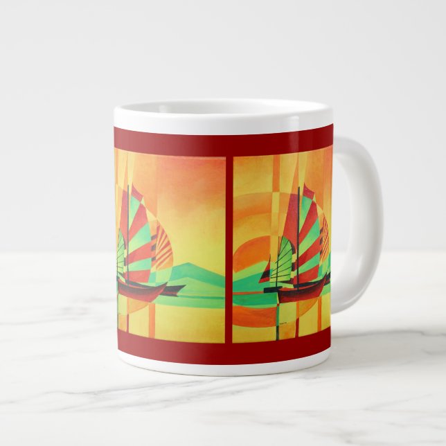 Taza De Café Grande Juntas chinas navegan hasta la orilla del arte geo (Derecha)