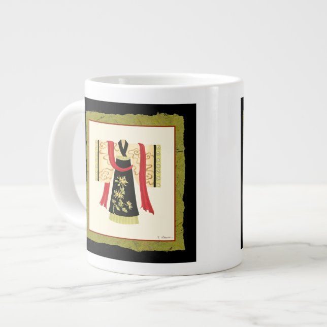 Taza De Café Grande Kimono japonés tradicional con impresión floral (Izquierda)