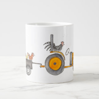 Taza De Café Grande Kubota y gallinas
