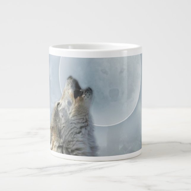Taza De Café Grande La especialidad de la luna azul del lobo asalta (Frente)