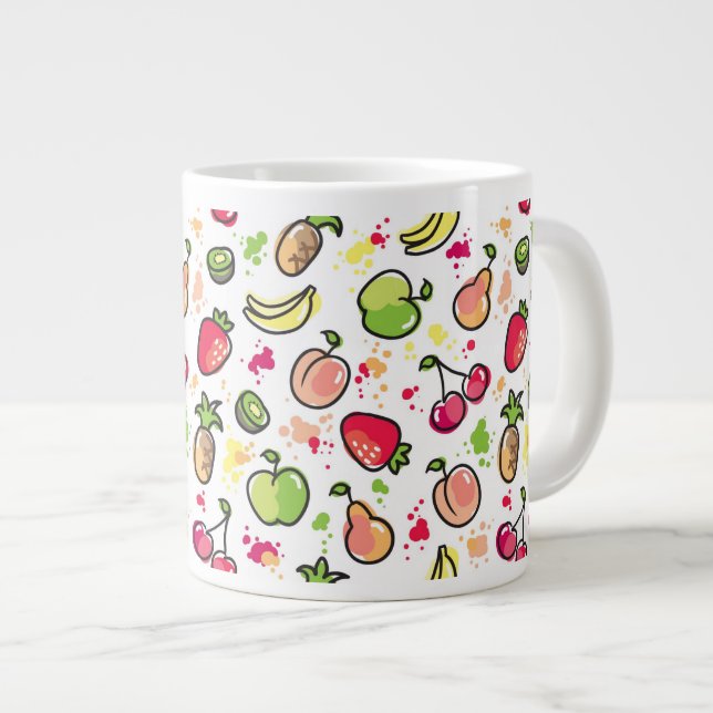 Taza De Café Grande la mano dibujada da fruto modelo (Derecha)