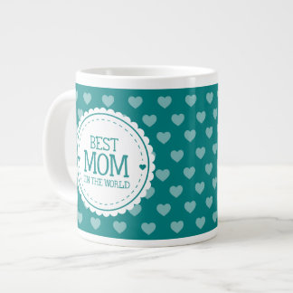 Taza De Café Grande La mejor madre del mundo: Corazones verdes Verde a