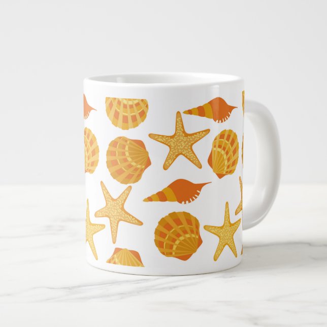 Taza De Café Grande La playa anaranjada Shell modela (Derecha)