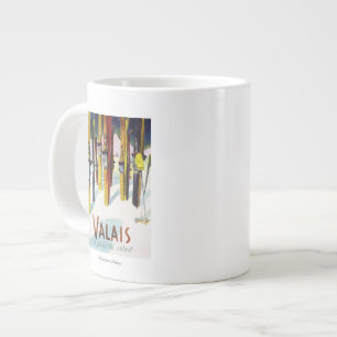 Taza De Café Grande La tierra de la sol - esquís que se colocan en