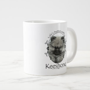 Taza De Café Grande La vida es mejor Keeshond Jumbo Mug
