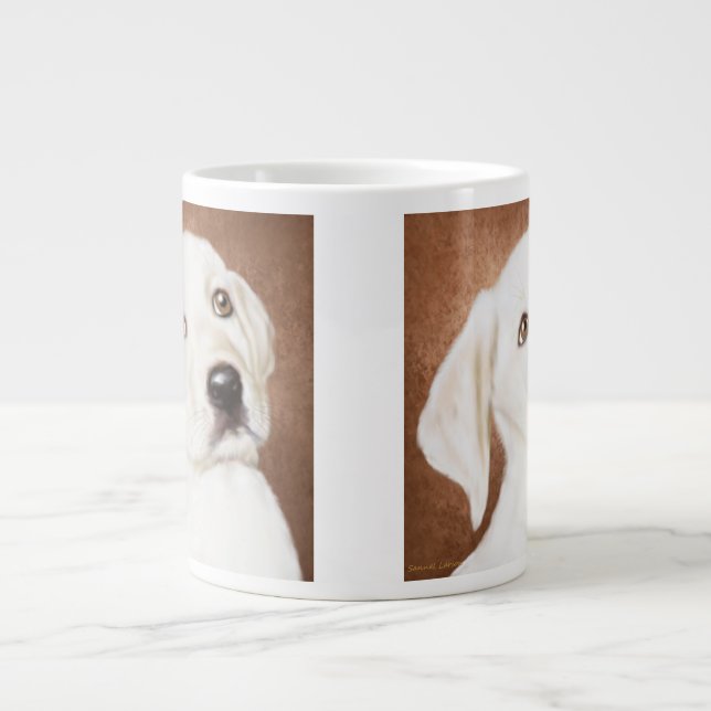 Taza De Café Grande Labrador amarillo cachorro gigante tazón (Frente)