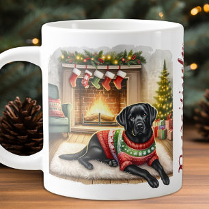 Taza De Café Grande Labrador recuperador Navidades cómodos perro cacho