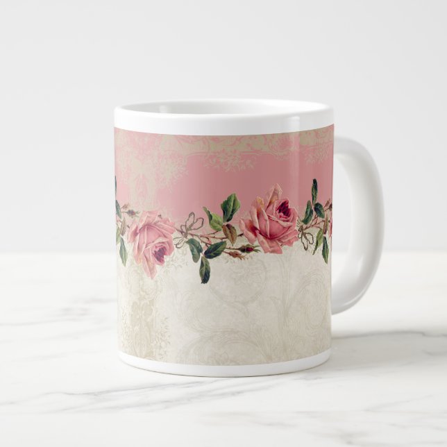 Taza De Café Grande Lace de Rosa de estilo barroco (Derecha)