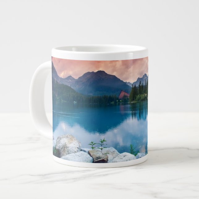 Taza De Café Grande Lago de montaña en el Parque Nacional High Tatra 2 (Izquierda)