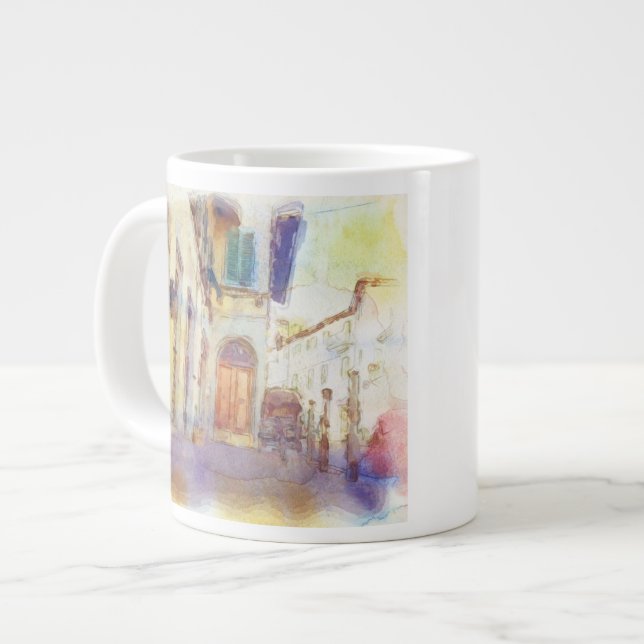 Taza De Café Grande Las vistas de Florencia hicieron en acuarela (Izquierda)