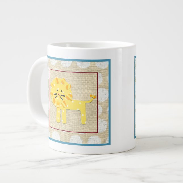 Taza De Café Grande León amarillo con puntos de polka blanco (Izquierda)