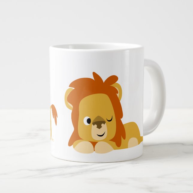 Taza De Café Grande León Personalizado despierto (Derecha)