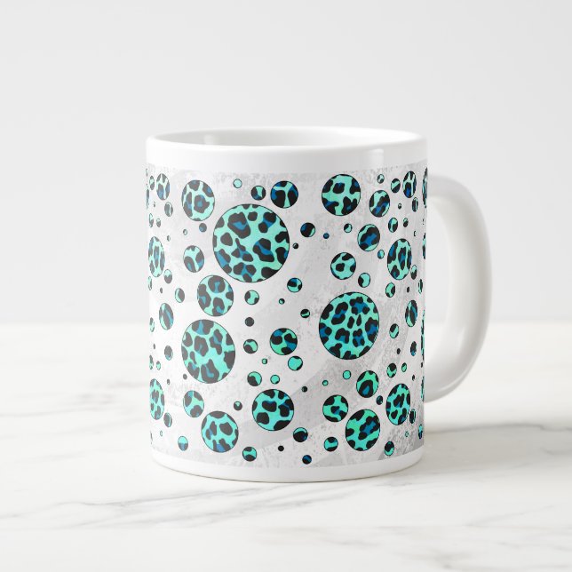 Taza De Café Grande Leopardo negro e impresión Verde azulada (Derecha)