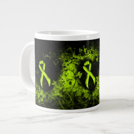 Taza De Café Grande Lime Green Awareness Ribbon Grunge Heart