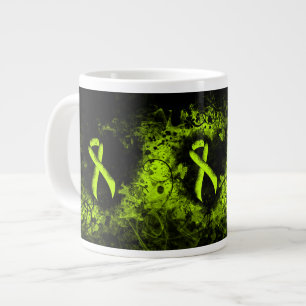 Taza De Café Grande Lime Green Awareness Ribbon Grunge Heart