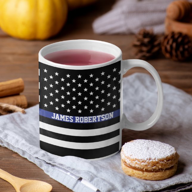 Taza De Café Grande Línea Azul delgada - Personalizado personalizado d (Subido por el creador)