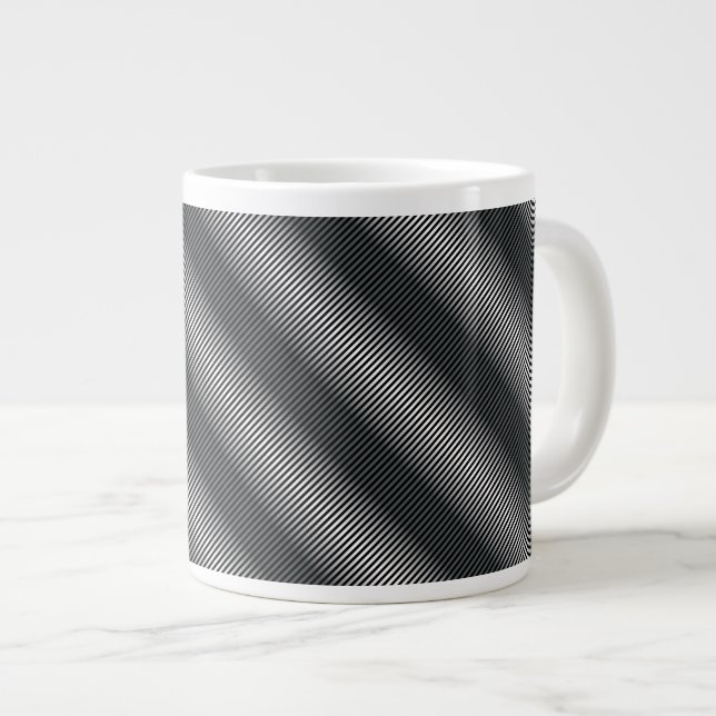 Taza De Café Grande Líneas de graduación ultrafinas en blanco y negro (Derecha)