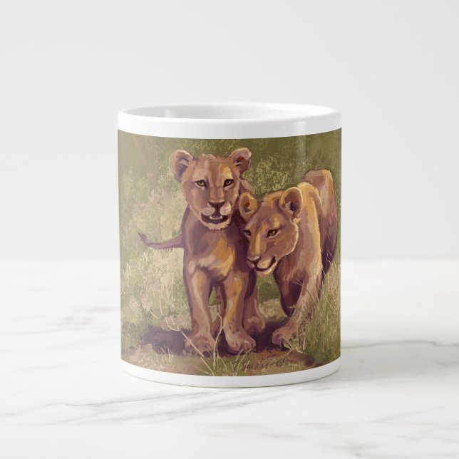 Taza De Café Grande Lion Cubs (Frente)
