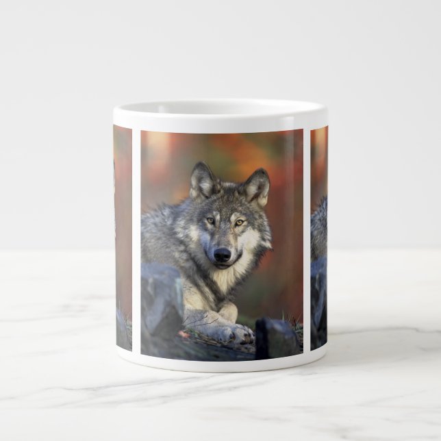 Taza De Café Grande lobo salvaje (Frente)