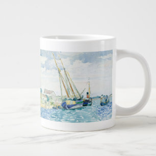 Taza De Café Grande Los barcos marinos de la escena acercan a Venecia