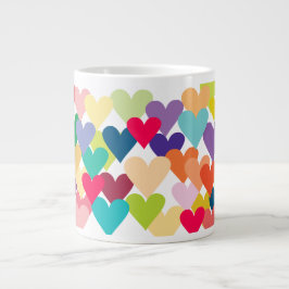 Taza De Café Grande Los corazones de la tarjeta del día de San