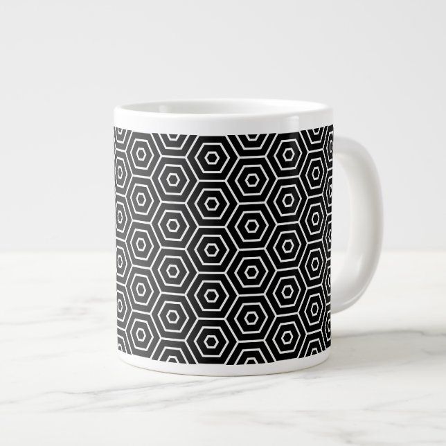 Taza De Café Grande Los hexágonos texturizan el modelo geométrico (Derecha)