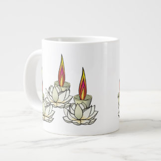 Taza De Café Grande Lotus y Deepas Blancos