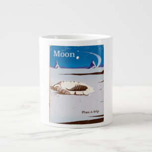 Taza De Café Grande Luna - cartel de viaje de ciencia ficción vintage