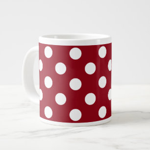 Taza De Café Grande Lunares Blancos sobre Rojo Carmesí